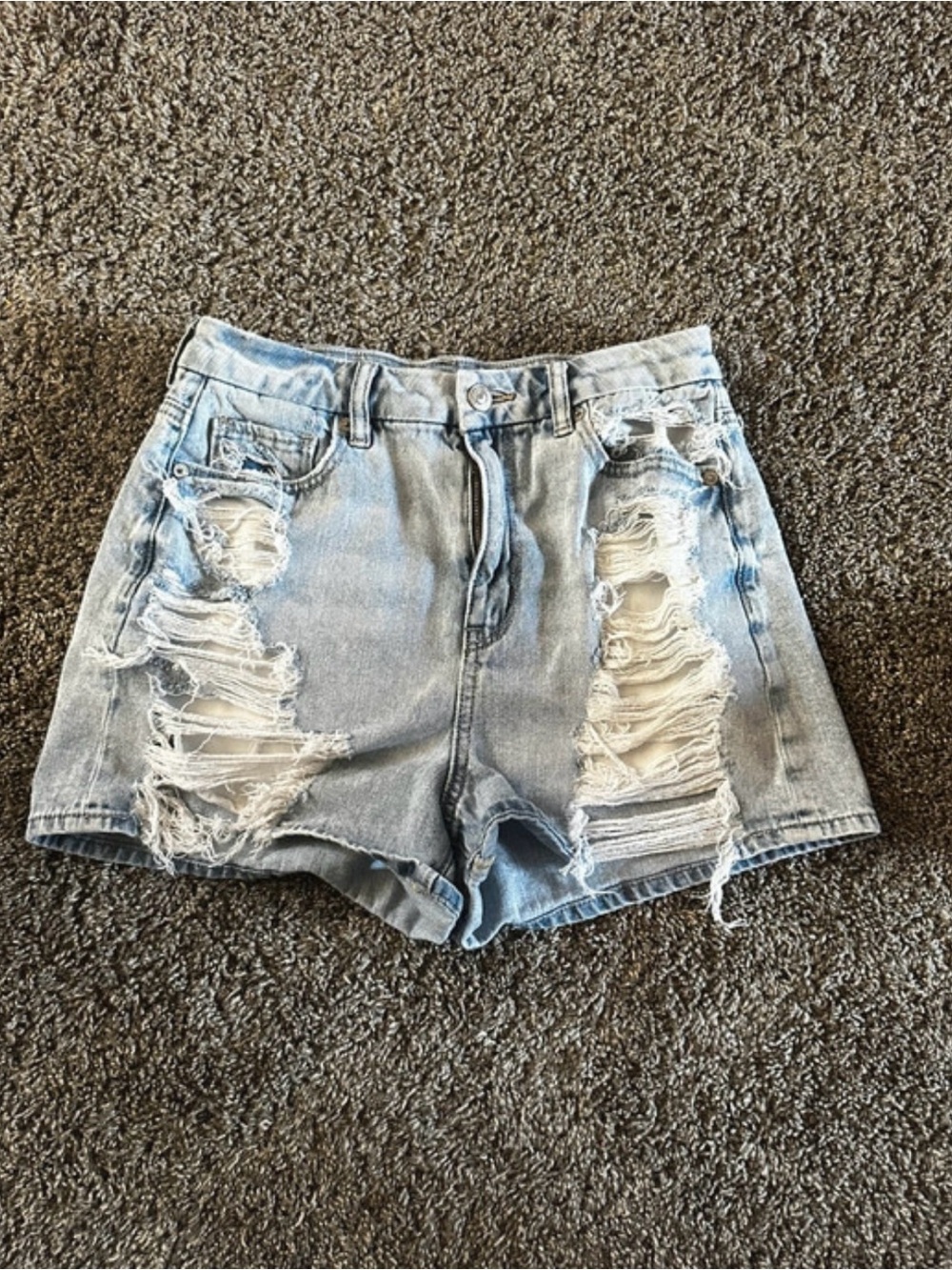 American Eagle Outfitters Light Wash Distressed Denim Shorts